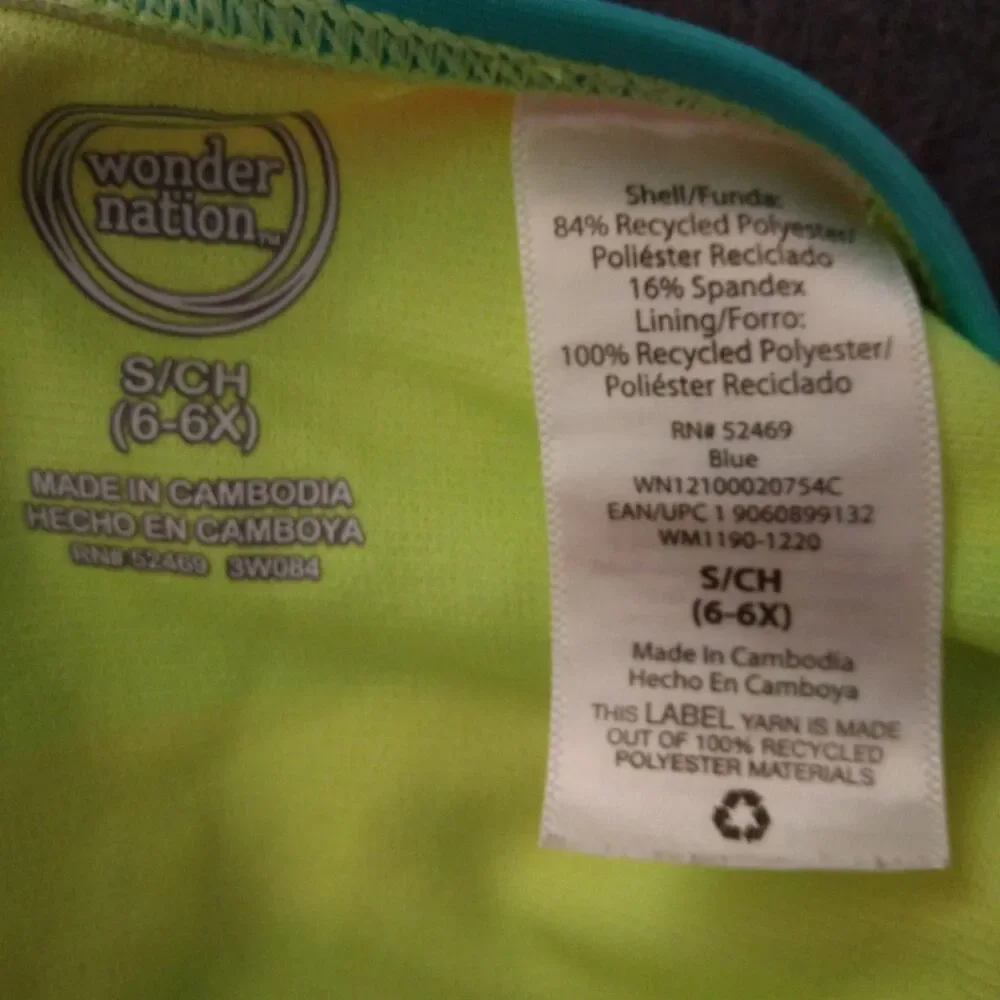 Swimsuit Girls Size 6 Tankini Bright Neon Pineapple 2pc Boating Beach Children